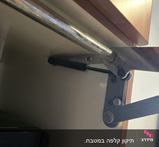 מנגנון פתיחה של ארון מטבח עם מוט מתכת
